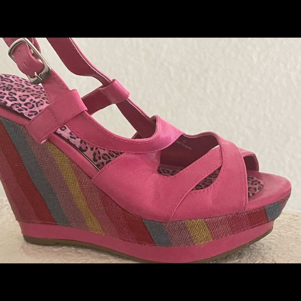 Pink multicolored wedge only worn a few times